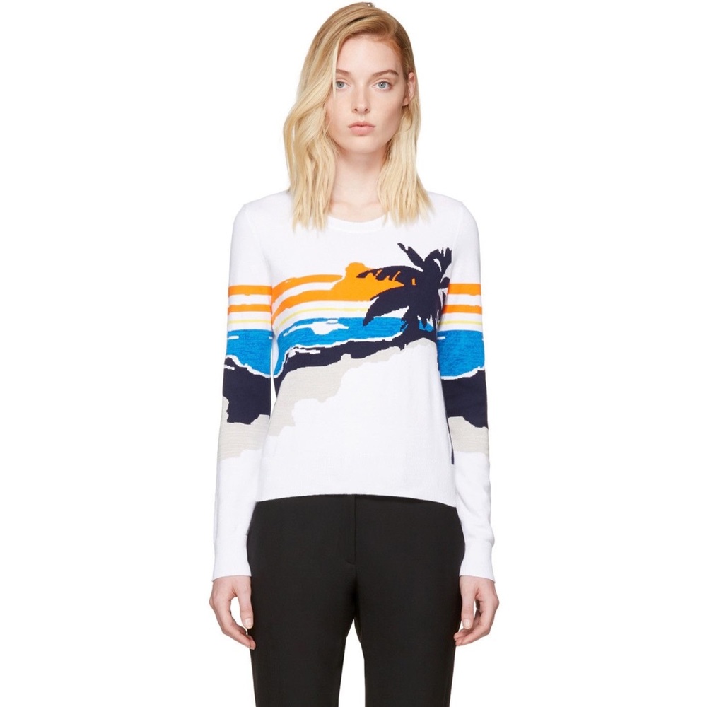 Rag & Bone Women's Nicki Palm Graphic Intarsia Pullover Crewneck Sweater Small